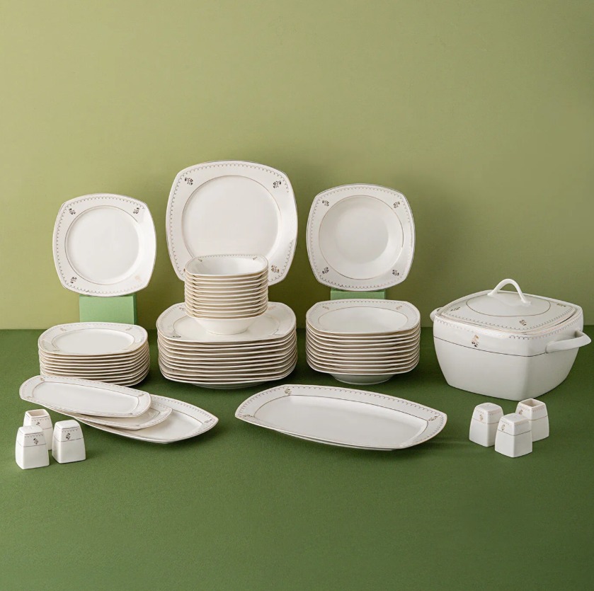 Karaca Stream Bone Saturn 24 Parça 6 Kişilik Yemek Takımı Platin